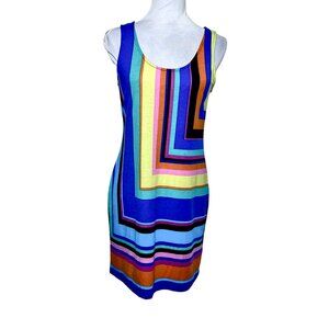 NWT Derek Heart Dark Blue Multi Color Block Midi Dress Sz L